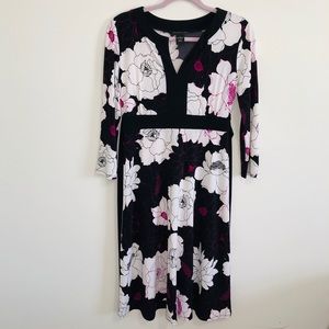 Madison studio black and white purple floral dress
